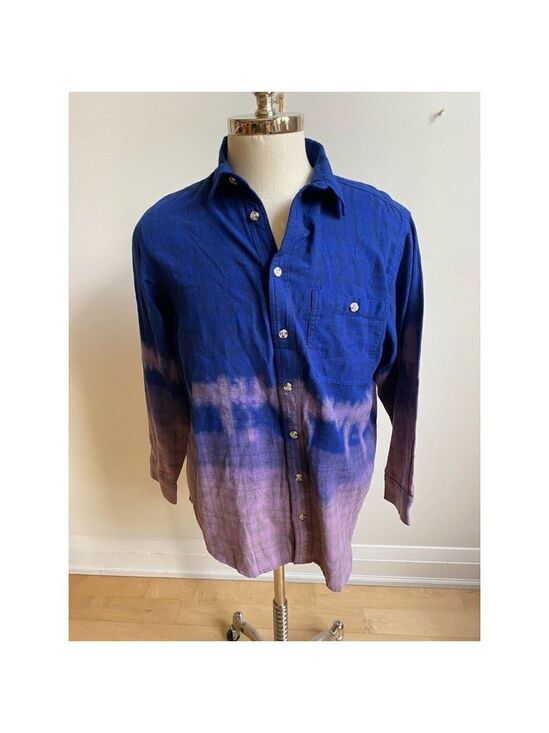 BP Other - BP Mens BNWOT Small plaid tie dye ombre blue flannel shirt button up